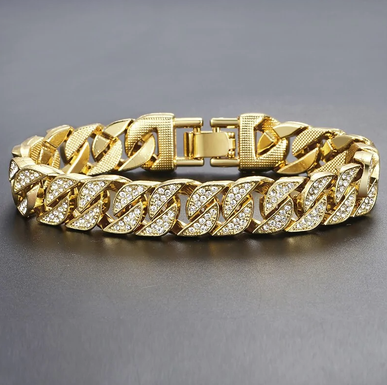 Luxury Luxo Luxo Luxo Miami Gold Curb Cuban Bracelet - Watch - Image 33113153929306
