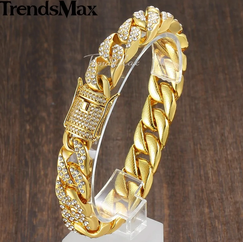 Luxury Luxo Luxo Luxo Miami Gold Curb Cuban Bracelet - Watch - Image 33113153962074