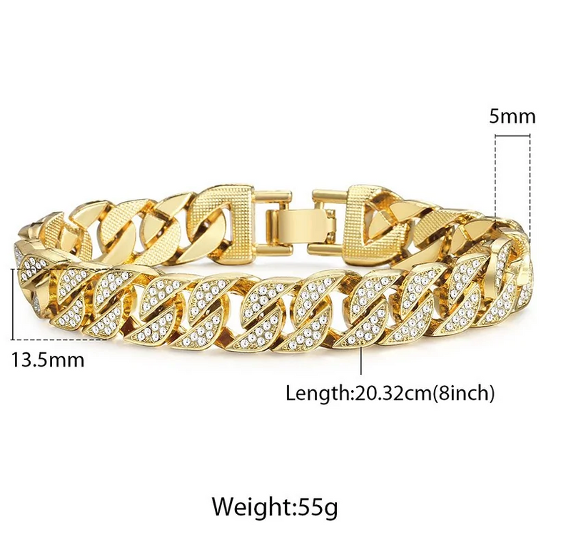 Luxury Luxo Luxo Luxo Miami Gold Curb Cuban Bracelet - Watch - Image 33113153994842