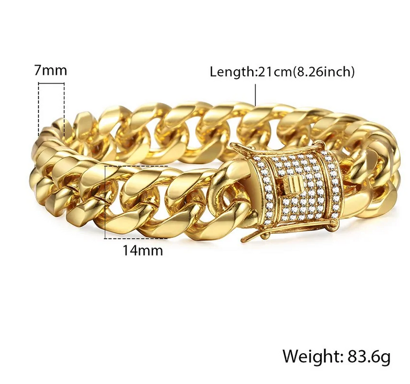 Luxury Luxo Luxo Luxo Miami Gold Curb Cuban Bracelet - Watch - Image 33113154191450