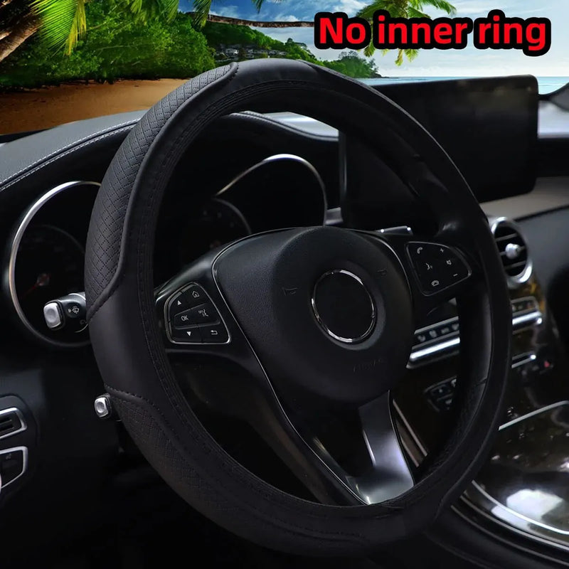 GripMax 3D Embossed Leather Steering Wheel Cover