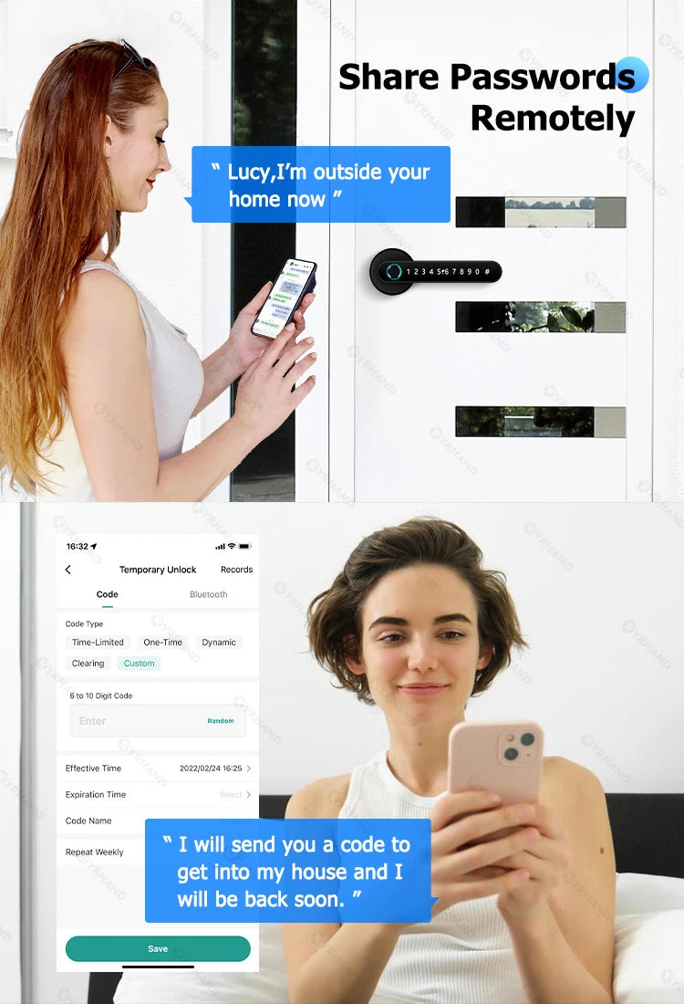 YRHAND Tuya BLE Biometric Smart Fingerprint Lock – Secure, Smart & Convenient