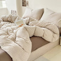 4-Piece Japan Style Plaid Duvet Cover Set – Elegant, Soft &amp; Skin-Friendly