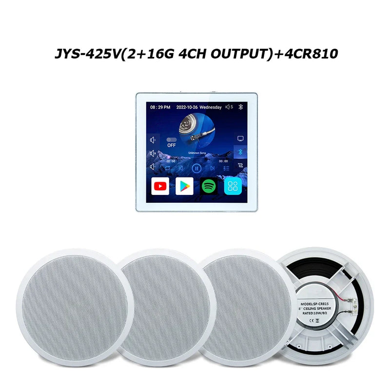 JYSaudio Smart Bluetooth &amp; WiFi Wall Amplifier – Ultimate Home Theater Sound System with 8” Ceiling Speakers