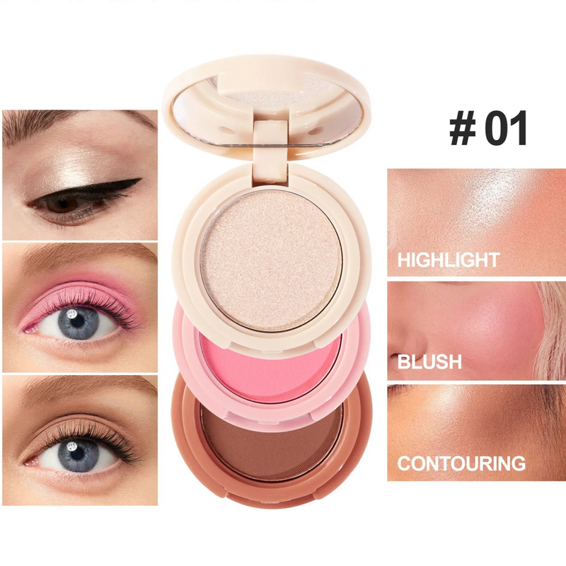 RadiantGlow 3-in-1 Makeup Palette - Image 33989301698650
