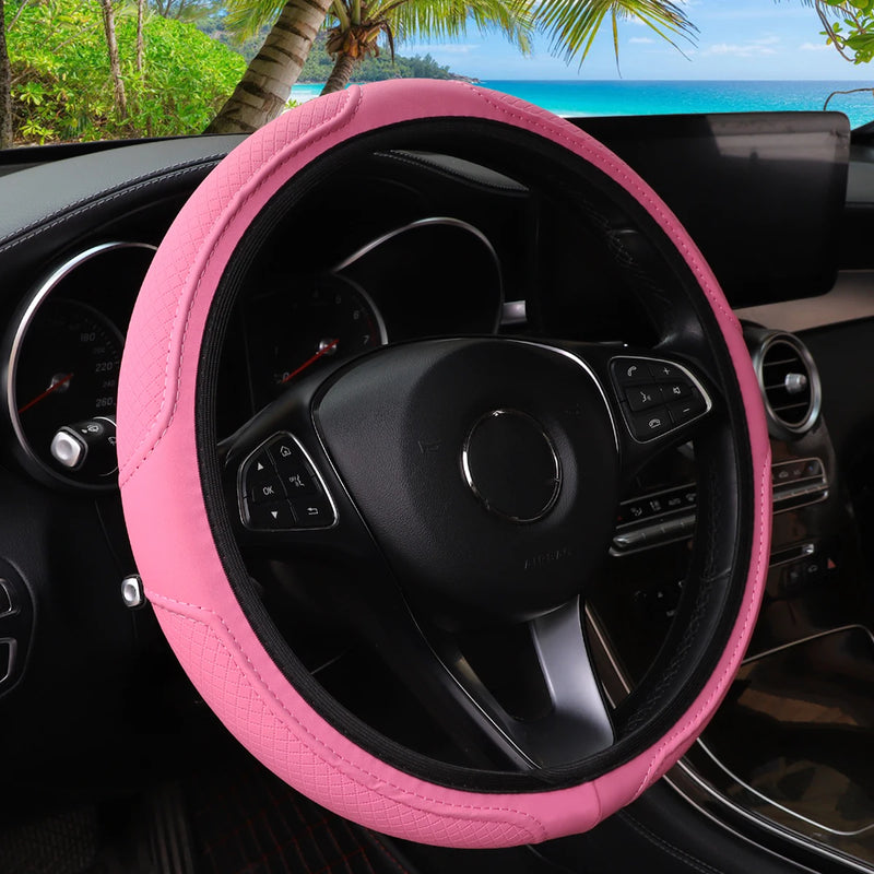 GripMax 3D Embossed Leather Steering Wheel Cover