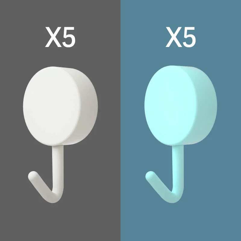 Image of 10PCS Self Adhesive Wall Hook Strong Without Drilling Coat Bag Bathroom Door Kitchen Towel Hanger Hooks Home Storage Accessories - high-quality image