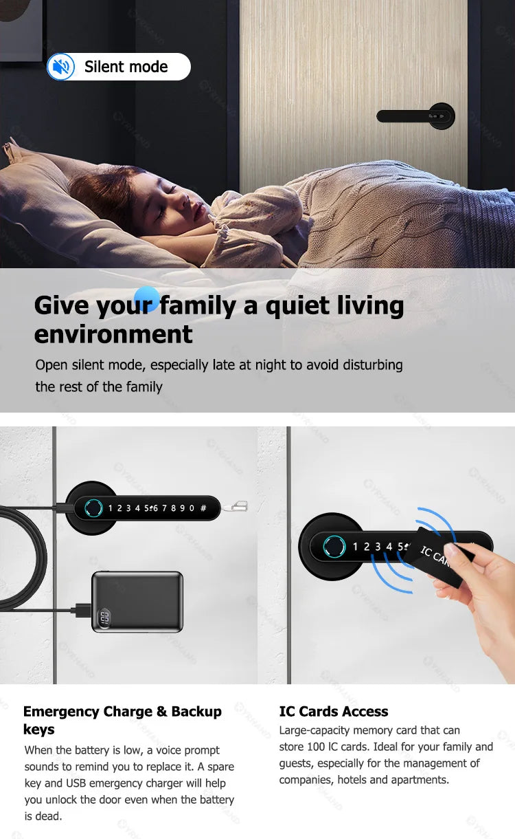 YRHAND Tuya BLE Biometric Smart Fingerprint Lock – Secure, Smart & Convenient