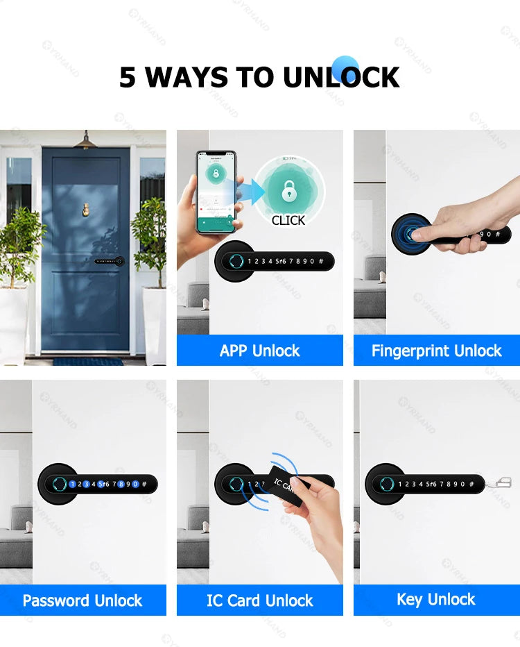 YRHAND Tuya BLE Biometric Smart Fingerprint Lock – Secure, Smart & Convenient