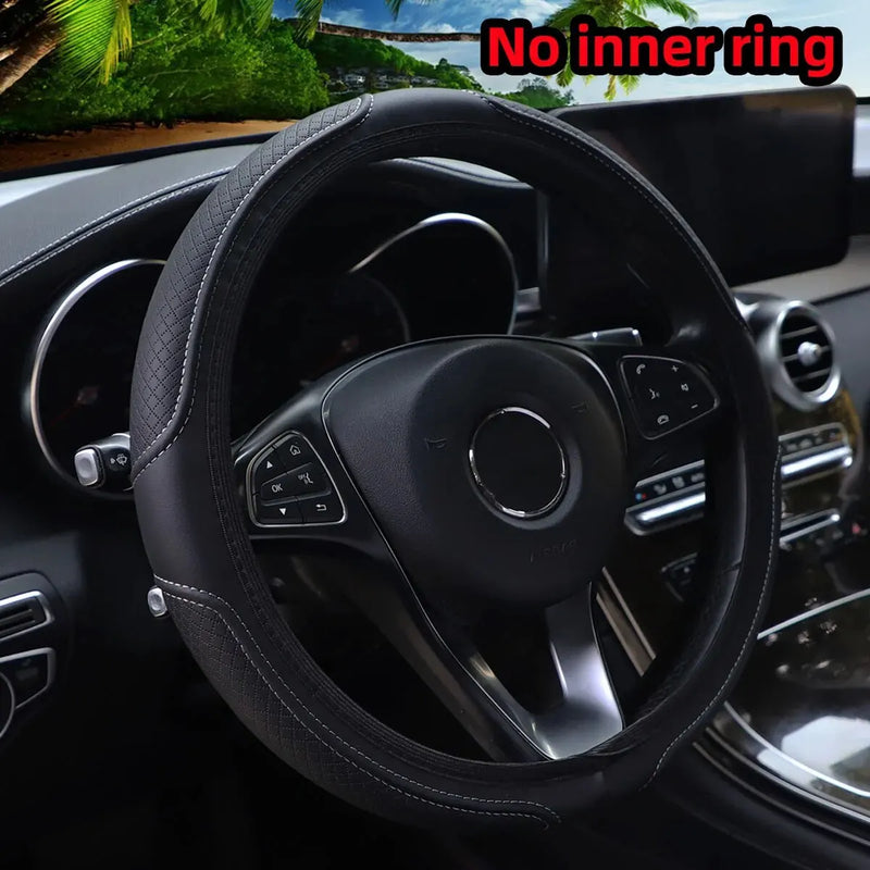 GripMax 3D Embossed Leather Steering Wheel Cover