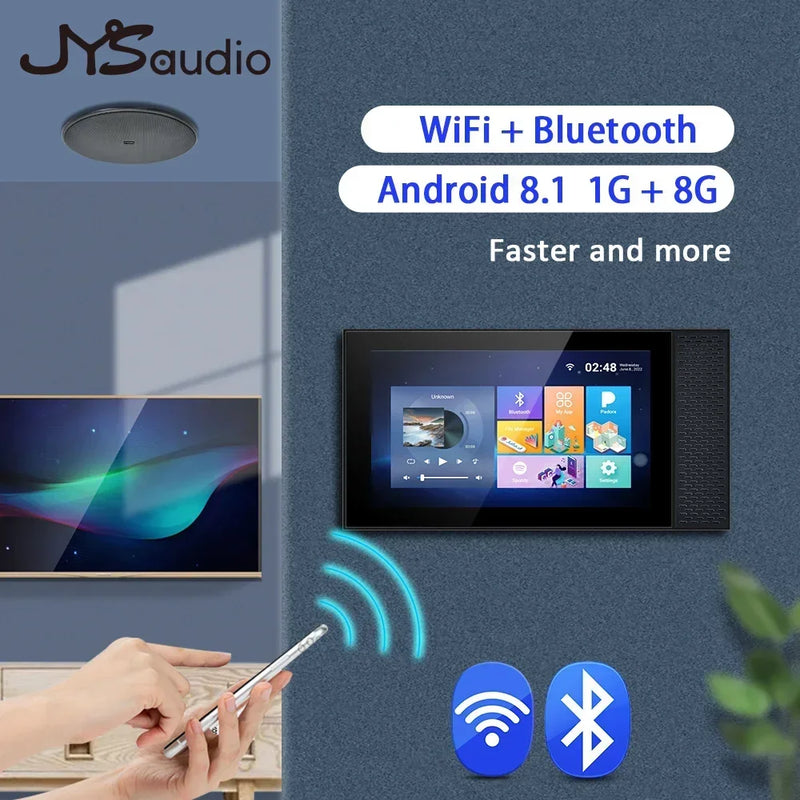 JYSaudio Smart Home Theater System – TUYA Wall Sound Amplifier with WiFi, Touchscreen & Bluetooth Ceiling Speakers