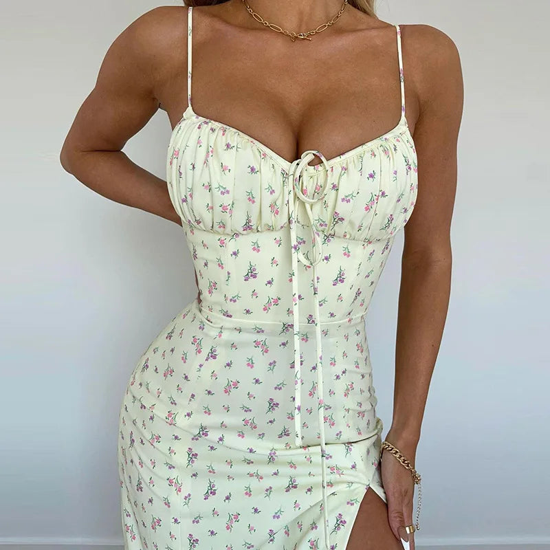 Elysia Lace-Up Midi Dress