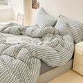 4-Piece Japan Style Plaid Duvet Cover Set – Elegant, Soft &amp; Skin-Friendly