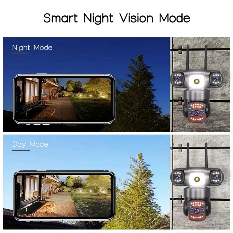 AIOOK Three-Lens 15MP WiFi IP Camera – Ultimate Outdoor Security with Full-Color Night Vision
