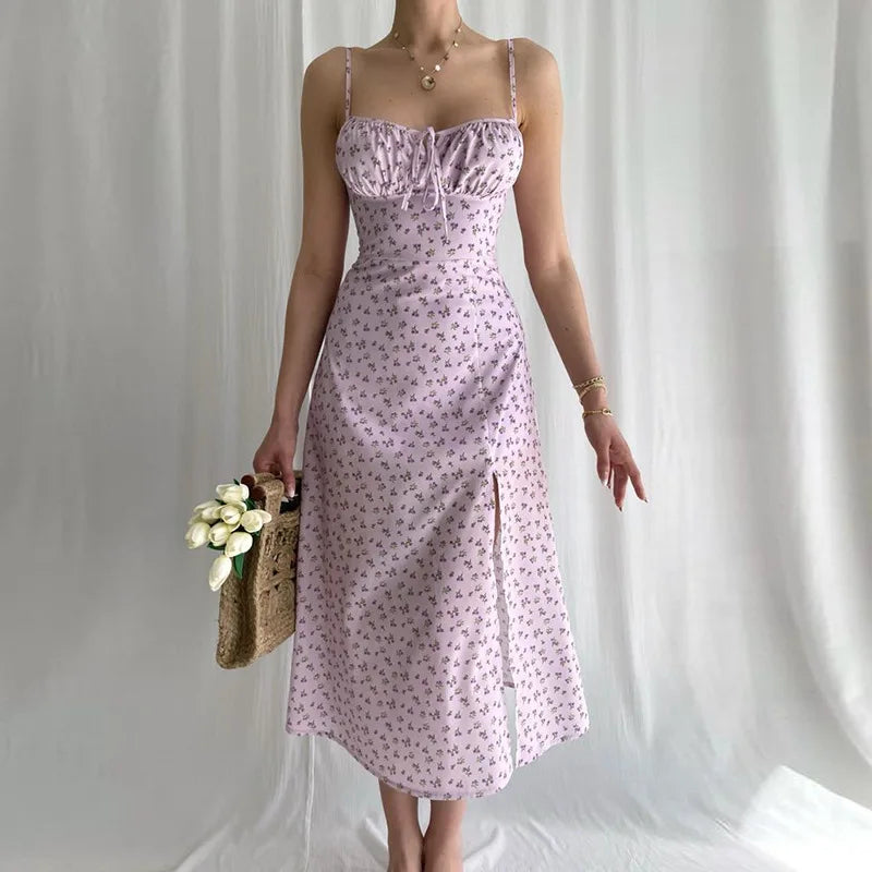 Elysia Lace-Up Midi Dress