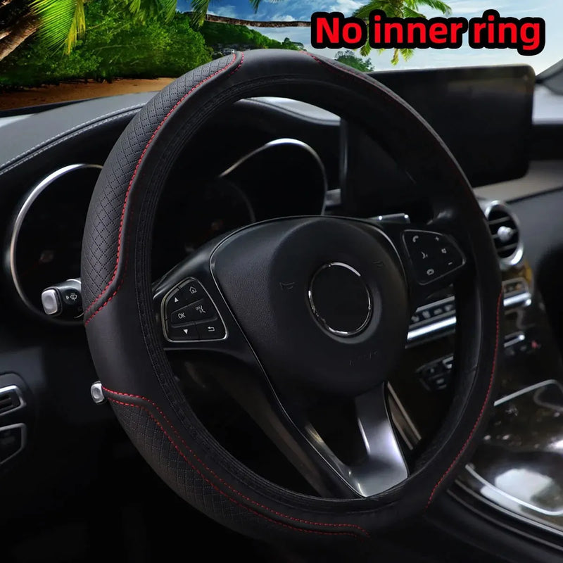GripMax 3D Embossed Leather Steering Wheel Cover