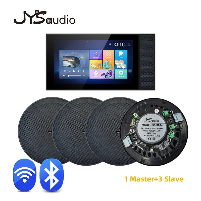 JYSaudio Smart Home Theater System – TUYA Wall Sound Amplifier with WiFi, Touchscreen & Bluetooth Ceiling Speakers
