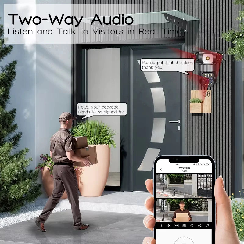AIOOK Three-Lens 15MP WiFi IP Camera – Ultimate Outdoor Security with Full-Color Night Vision