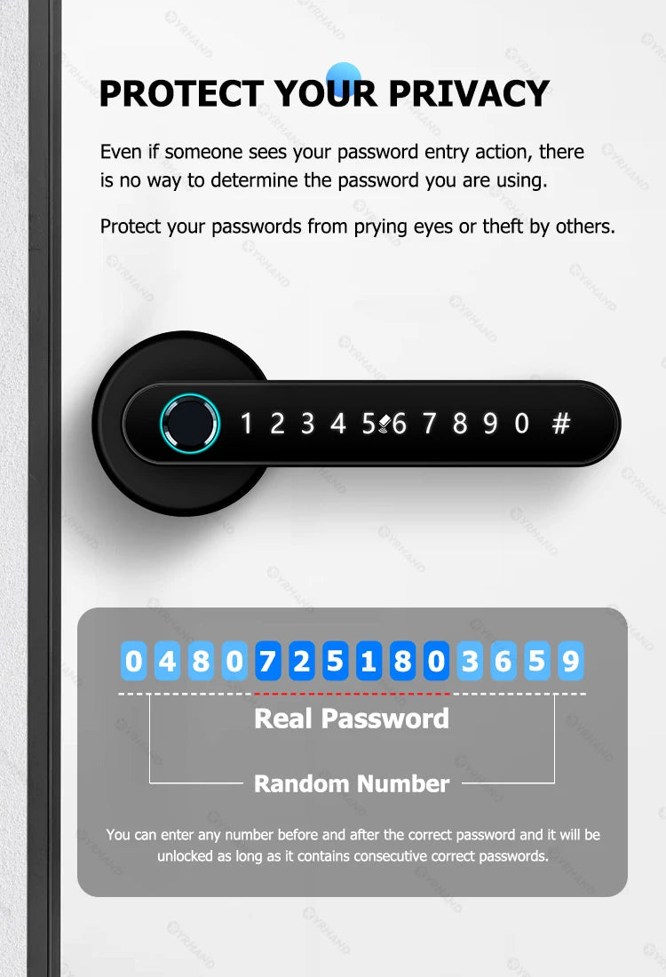 YRHAND Tuya BLE Biometric Smart Fingerprint Lock – Secure, Smart & Convenient