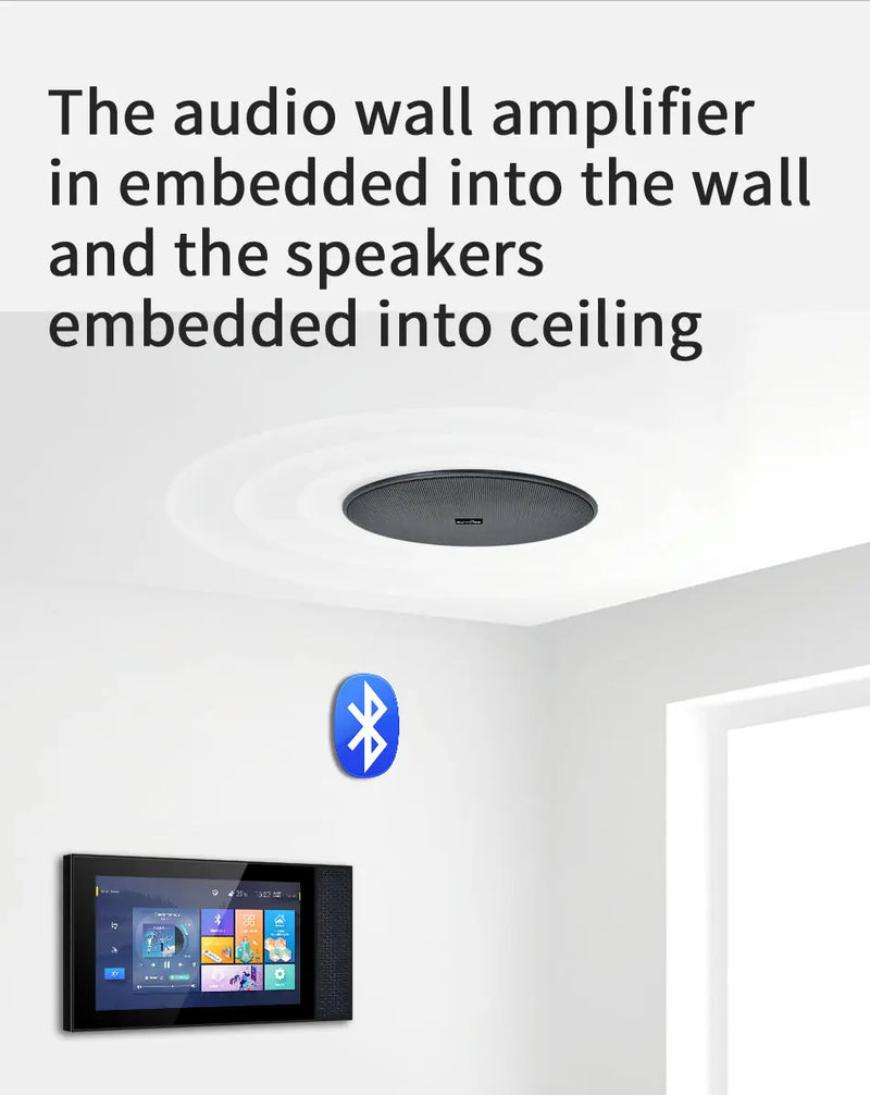 JYSaudio Smart Home Theater System – TUYA Wall Sound Amplifier with WiFi, Touchscreen & Bluetooth Ceiling Speakers