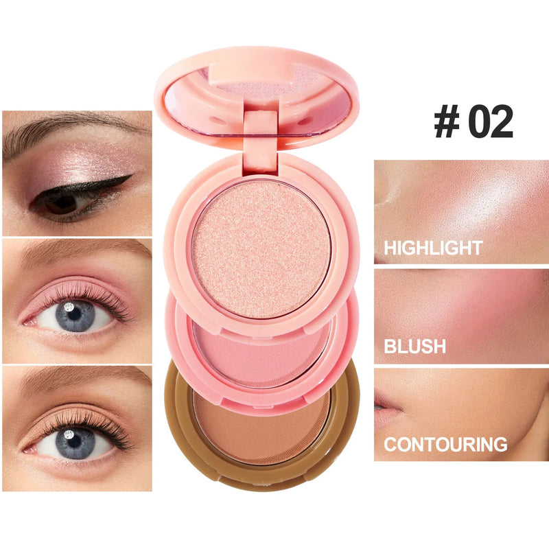 RadiantGlow 3-in-1 Makeup Palette - Image 33989302845530