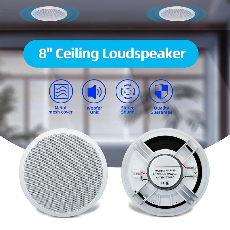 JYSaudio Smart Bluetooth &amp; WiFi Wall Amplifier – Ultimate Home Theater Sound System with 8” Ceiling Speakers