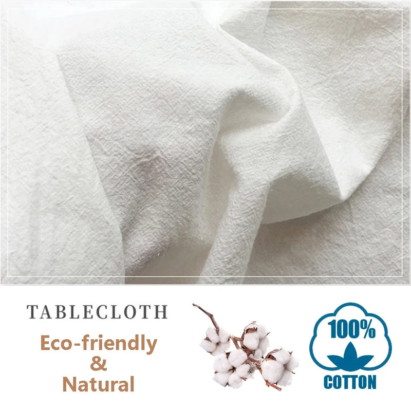 Nordic Elegance Ruffled Cotton Tablecloth