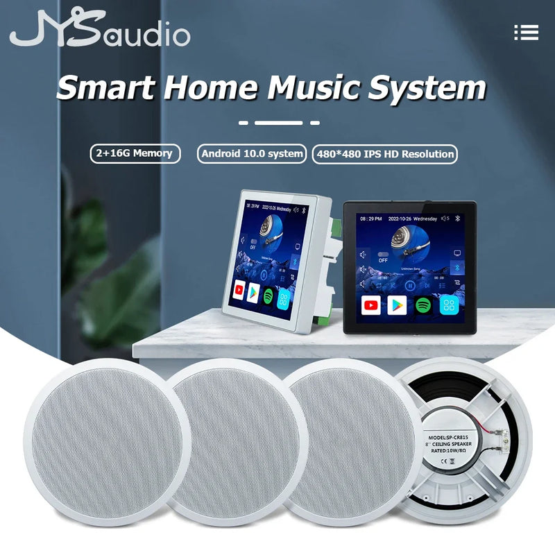 JYSaudio Smart Bluetooth &amp; WiFi Wall Amplifier – Ultimate Home Theater Sound System with 8” Ceiling Speakers