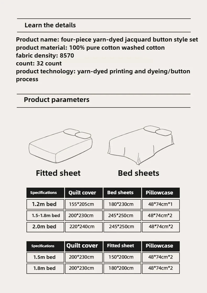 Luxury Yarn-Dyed Jacquard Striped Cotton Bedding Set – Elegant Comfort for Your Home