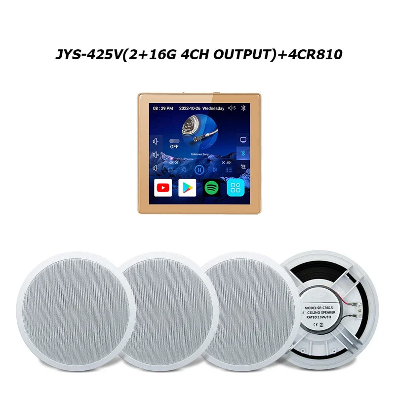 JYSaudio Smart Bluetooth &amp; WiFi Wall Amplifier – Ultimate Home Theater Sound System with 8” Ceiling Speakers