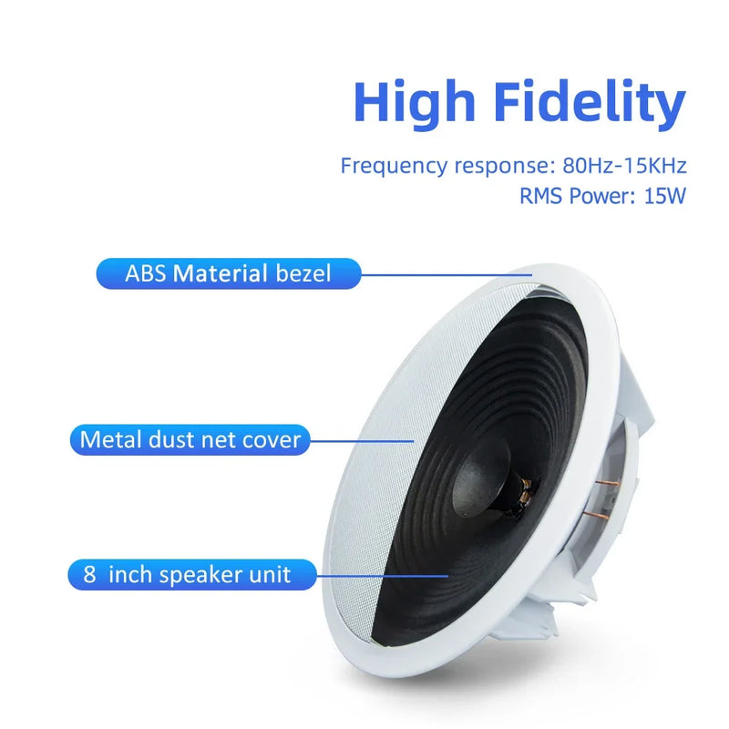 JYSaudio Smart Bluetooth &amp; WiFi Wall Amplifier – Ultimate Home Theater Sound System with 8” Ceiling Speakers
