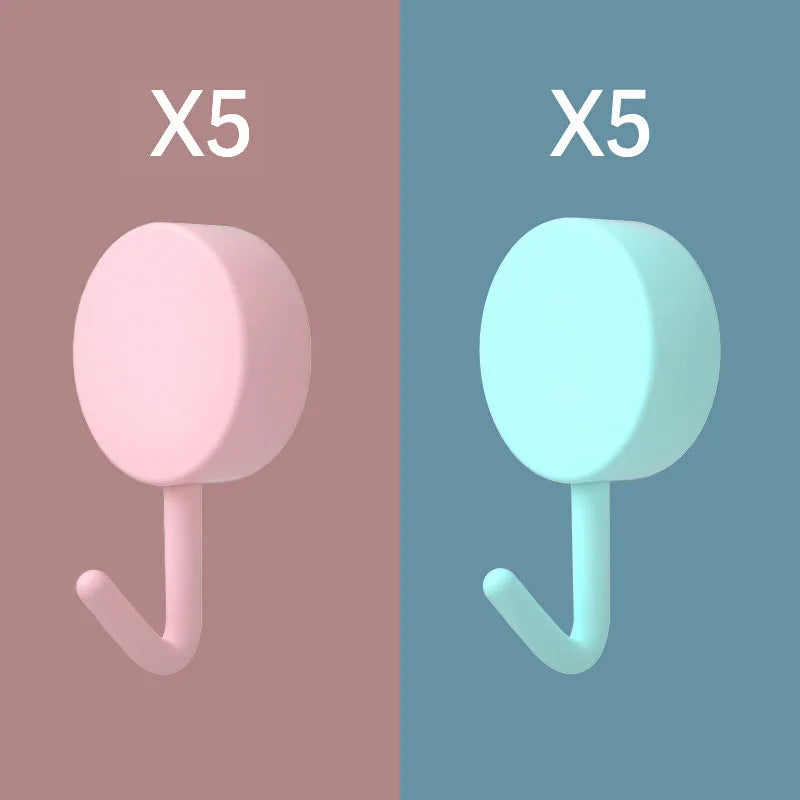 Image of 10PCS Self Adhesive Wall Hook Strong Without Drilling Coat Bag Bathroom Door Kitchen Towel Hanger Hooks Home Storage Accessories - high-quality image
